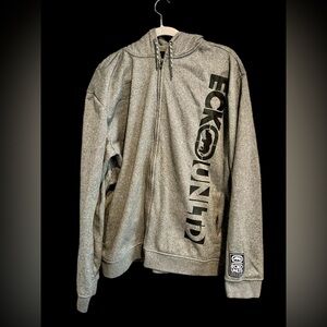Ecko Unlimited Men’s Light Gray Graphic Sweatshirt Zip Up Hoodie. XL